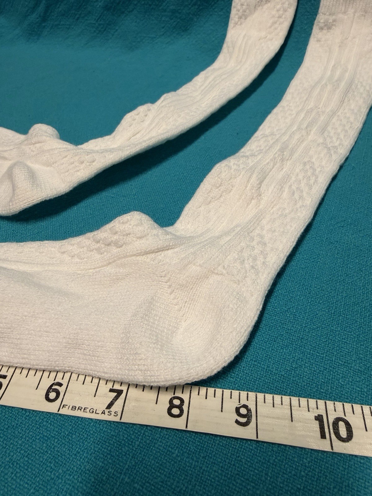 VTG Socks 80s Cable Knit White NOS 9-11 23&Prime; USA Stocking School Girls Classic.