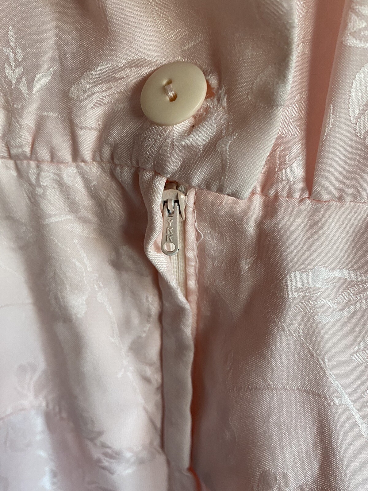 Vintage CC Courtenay Dress Pale Pink Lace Trim Pleats Maxi SZ 16 Wedding Church