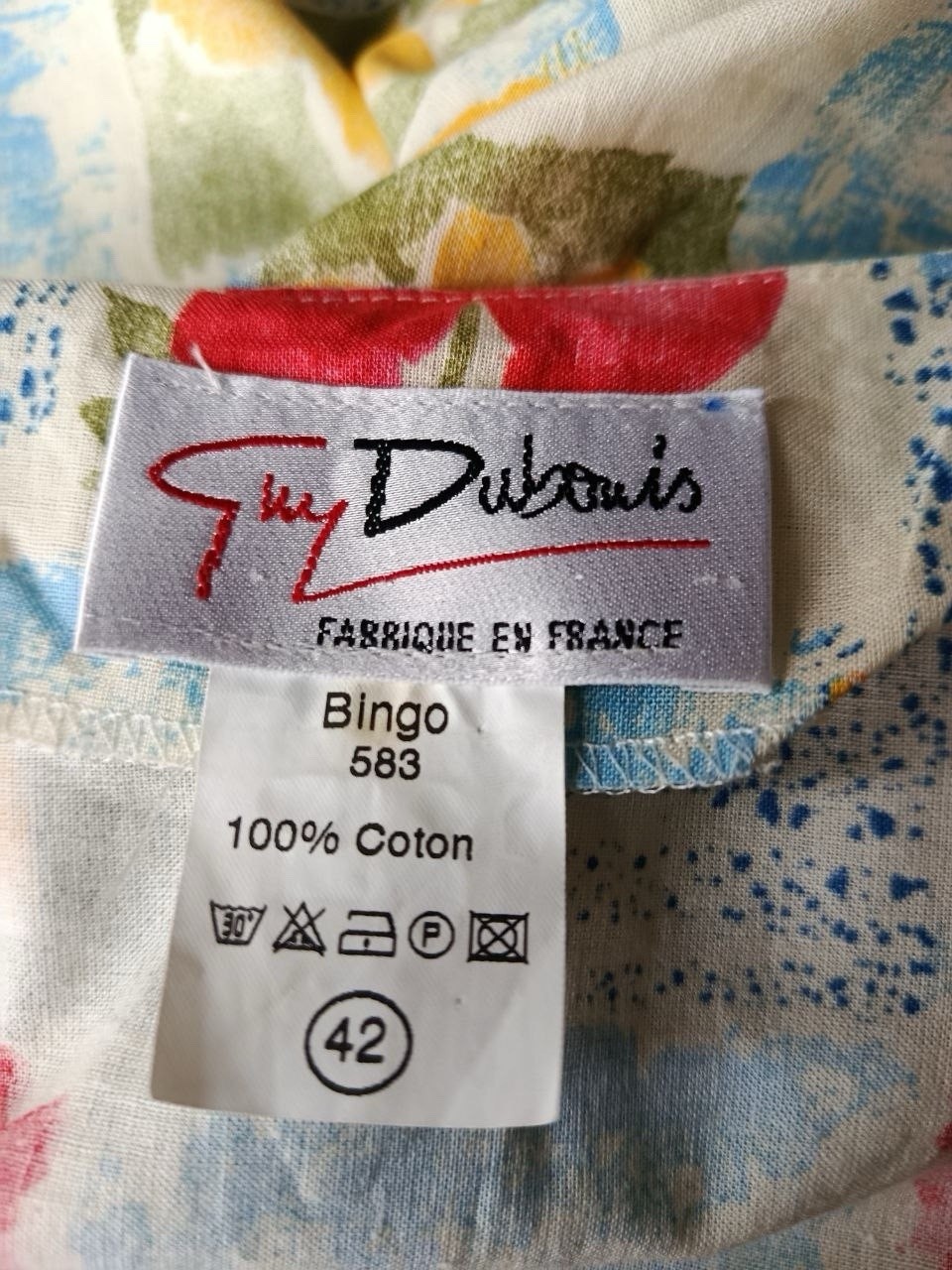 Vintage 1970 Guy Dubois New Floral Print Midi Dress Medium Made in France