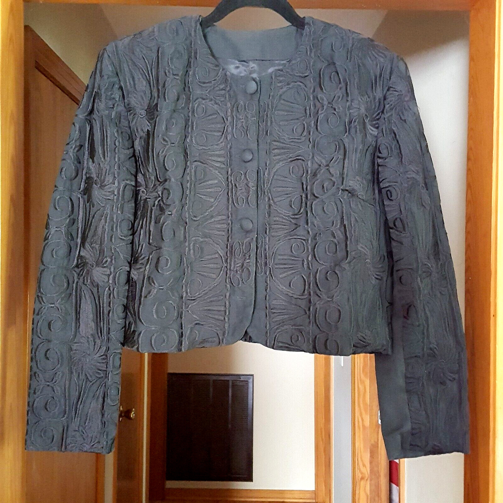 Vintage Tenango Women&rsquo;s Jacket Coat Button Embroidered Casual Dress M Medium