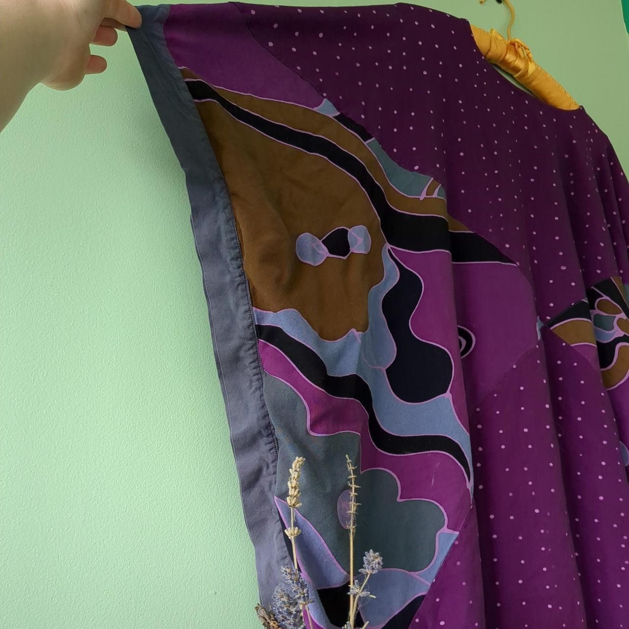 Vintage Handmade 1980s 1990s Abstract Art-to-Wear Kaftan Tunic Magenta