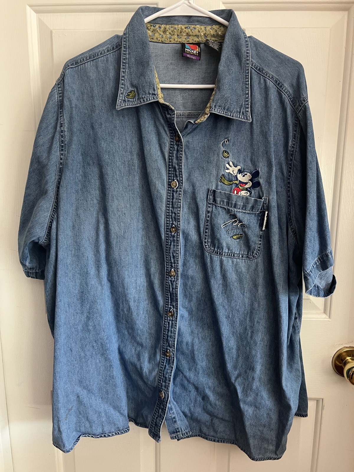 Vintage Disney Denim Shirt Women’s Mickey Unlimited Embroidered Size 26W/28W
