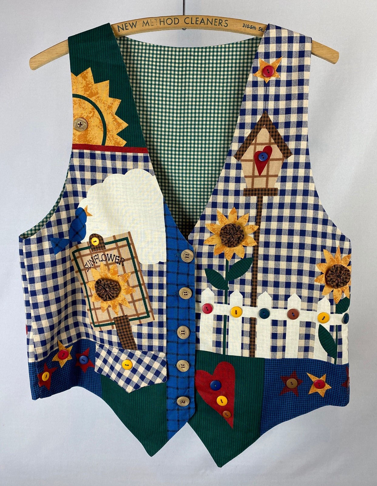 Handmade Sunflower Applique Vest – Grandma Core