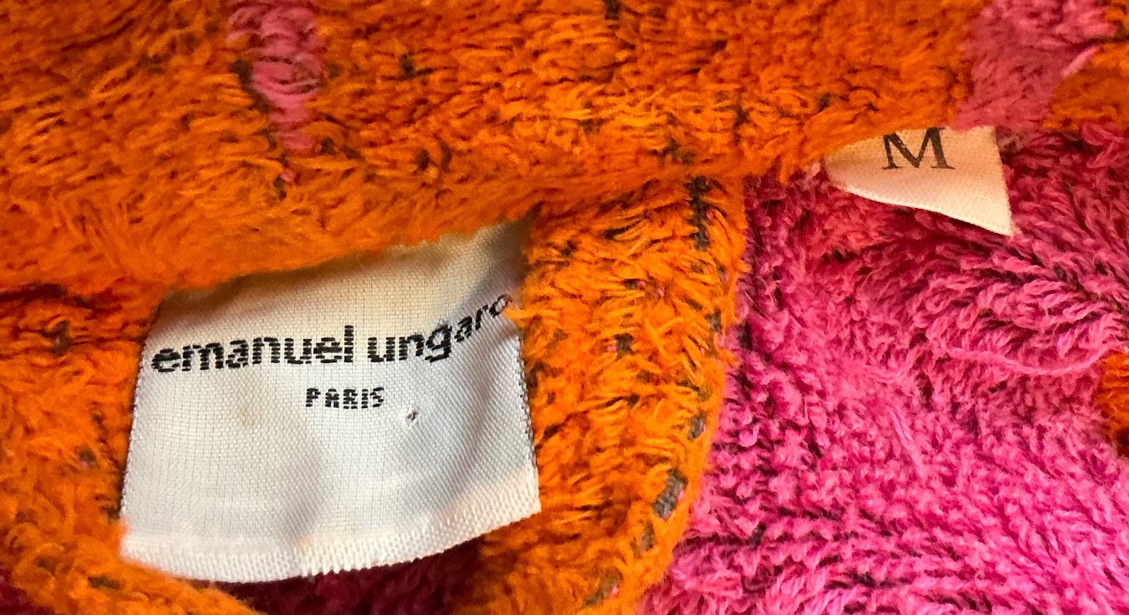 Emanuel Ungaro Paris Terry Cloth Orange Robe w/ belt Sz Medium