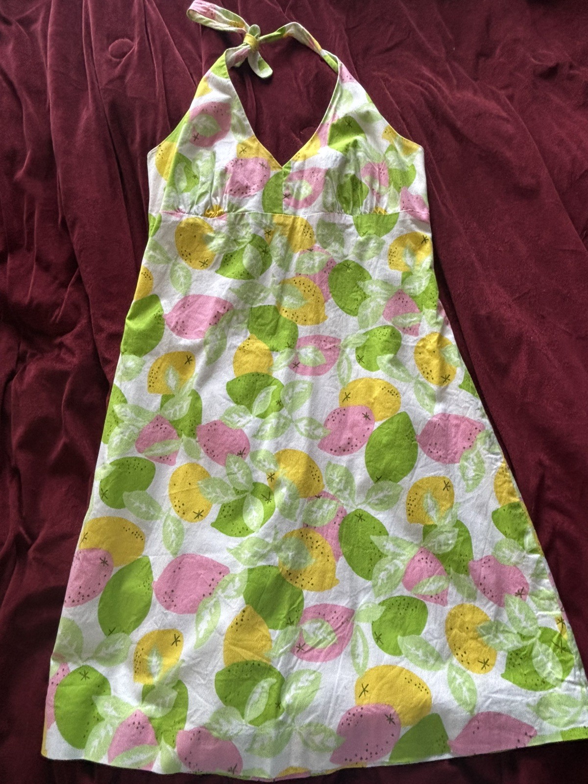 Vintage halter Lilly Pulitzer Halter Dress Size 8 90s Lemon Lime Berry