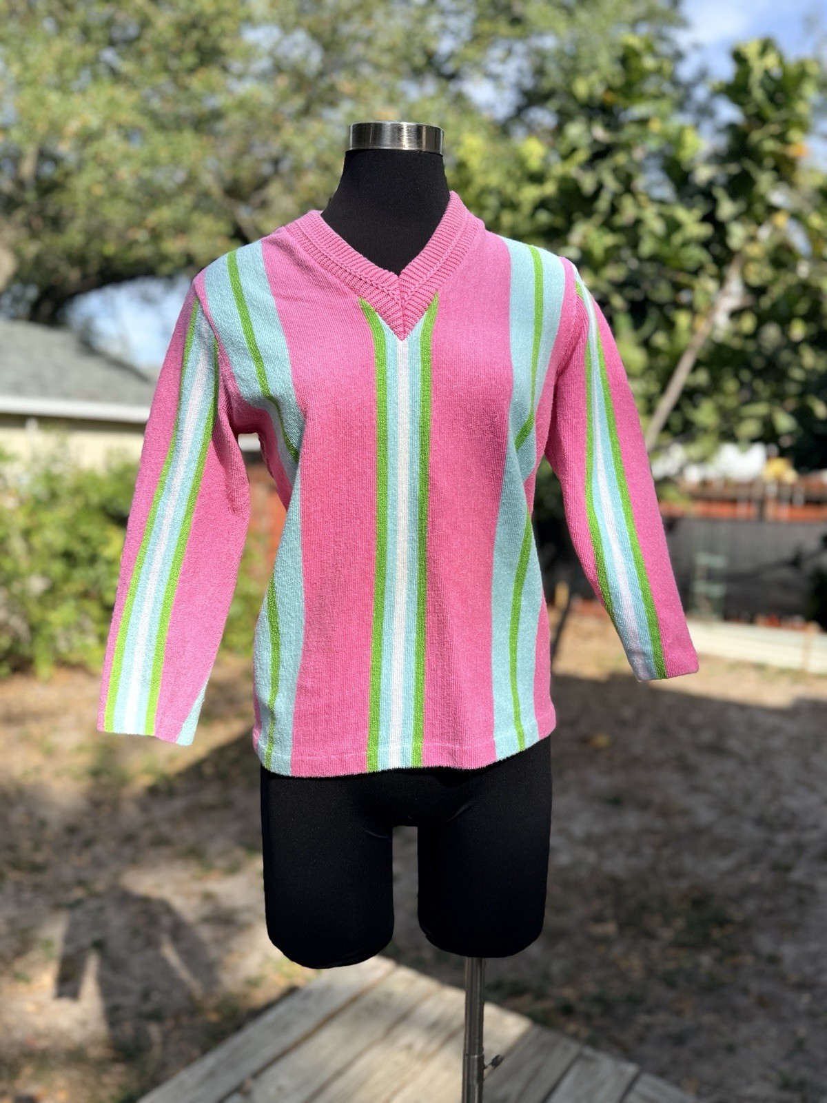 Vintage 1960s White Stag Best & Co Striped Terry Cloth Cotton Top