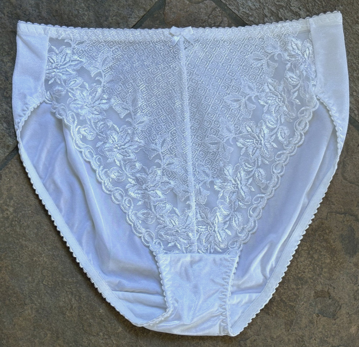 BALI Med White Second Skin & Lace Front Hi Cut Brief Panties #8281 VINTAGE NWOT