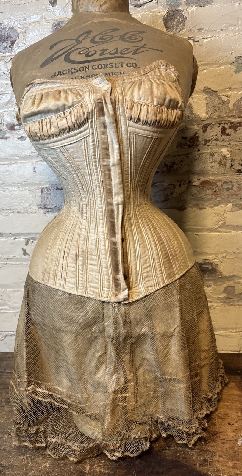 Antique Vtg Jackson Corset Co Michigan C1880s Original CHS Advertising Mannequin