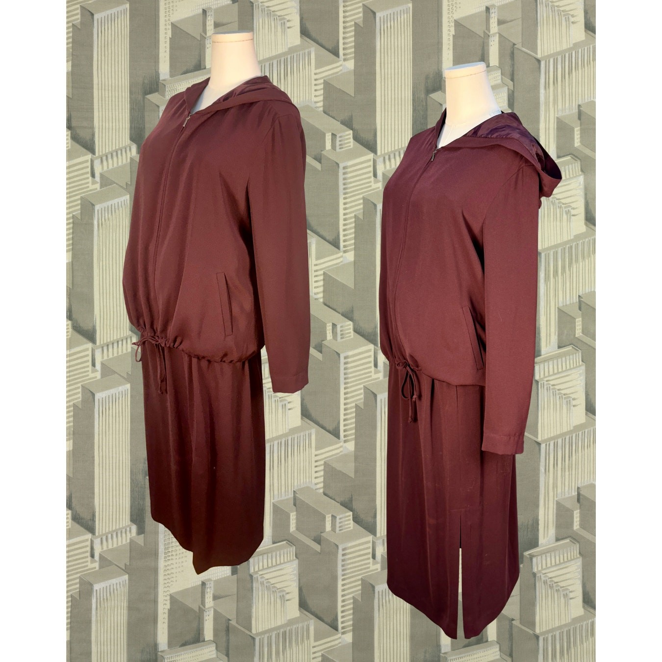 Vintage 90s Jacqueline Ferrar Raisin Athleisure Hoodie and Pencil Skirt Set 12