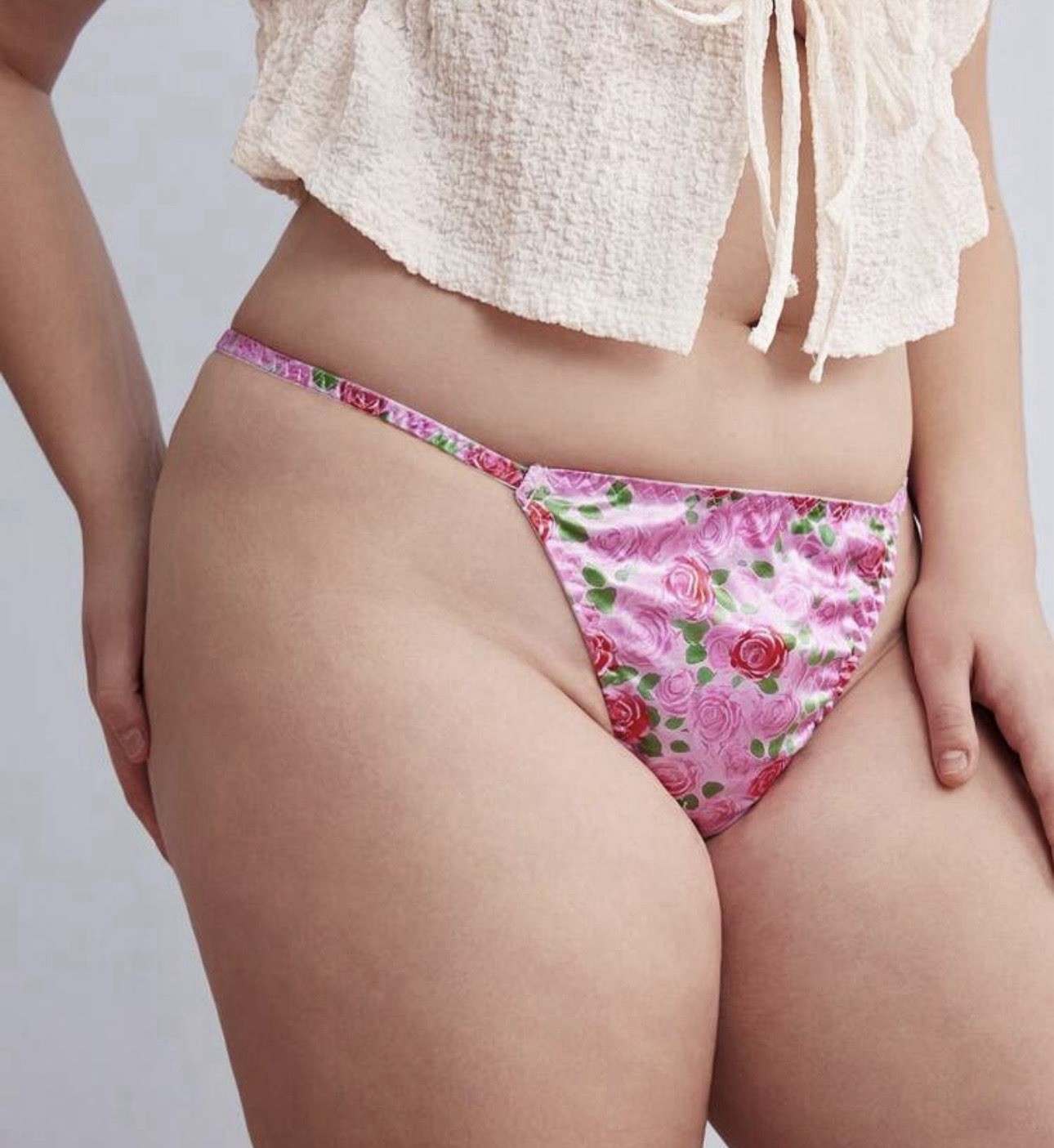 VTG 90’s Style Satin Polyester String Bikini Multi-Floral Panties PLUS 3Xl NEW