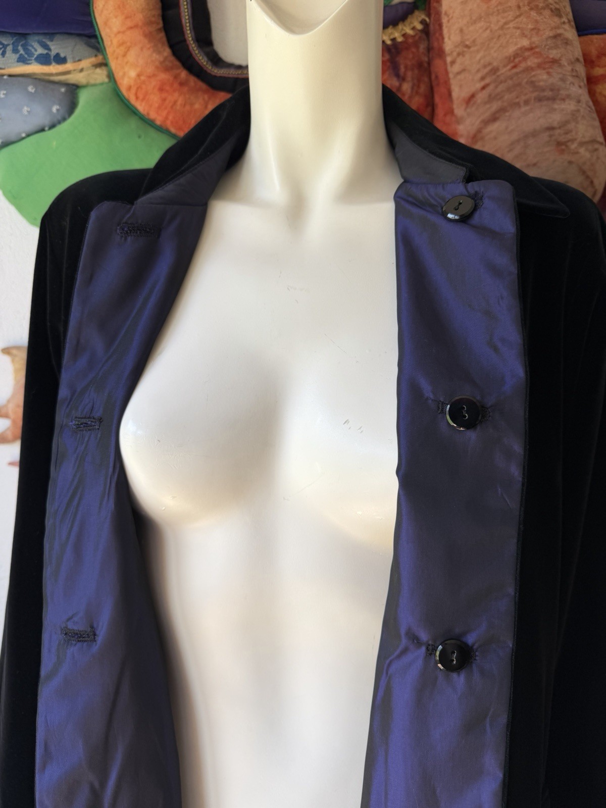 Vintage BLACK VELVET REVERSIBLE Drizzle Coat Purple Saks Fifth Ave Long Opera 10