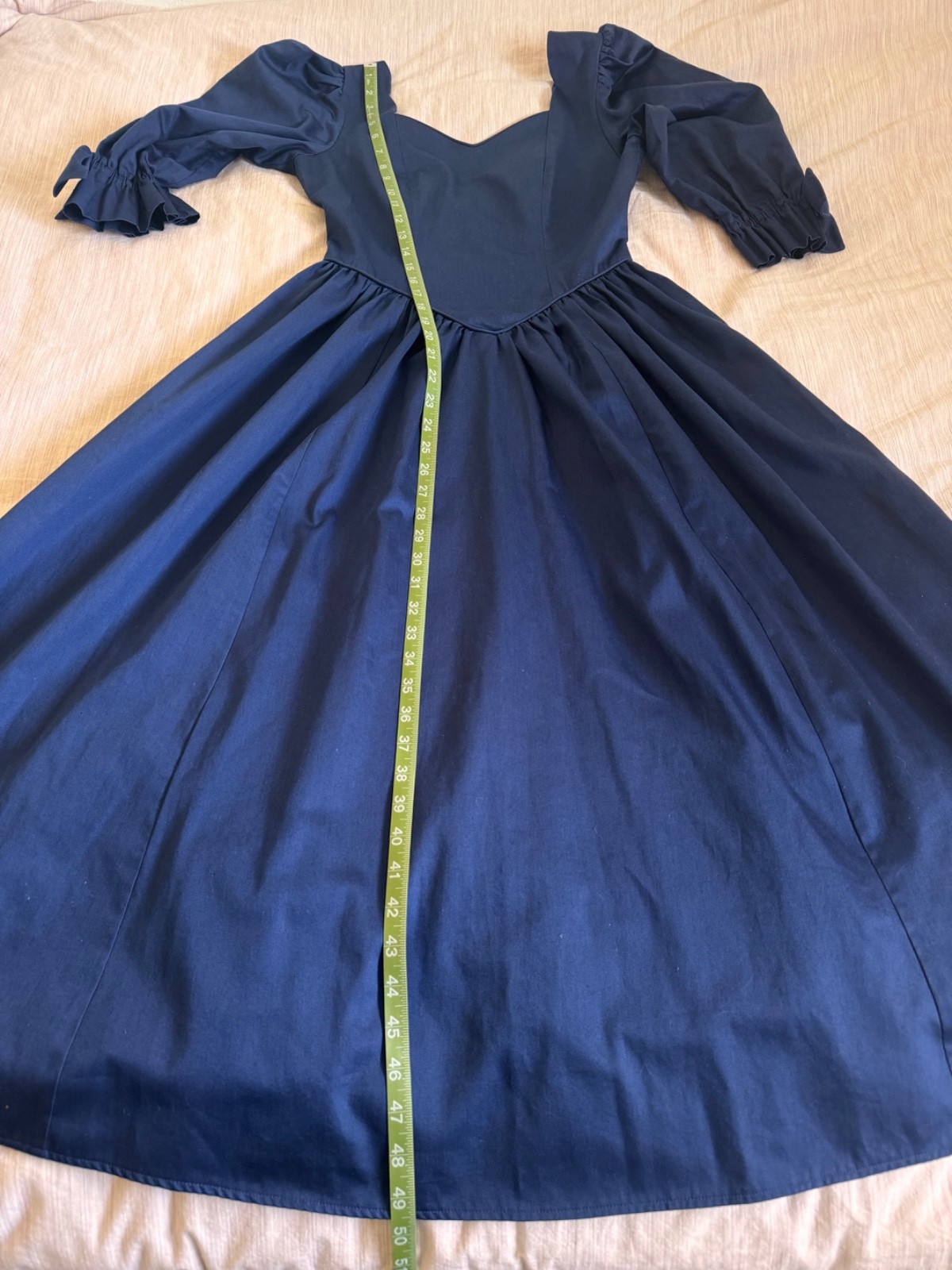 Vintage Laura Ashley Dress Women USA 8 Cotton Dark Blue