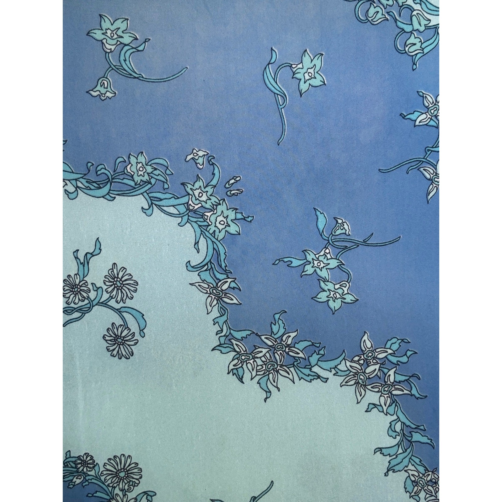 Vintage 1970s EMILIO PUCCI for Formfit Rogers Blue Floral Nylon Maxi Dress Slip