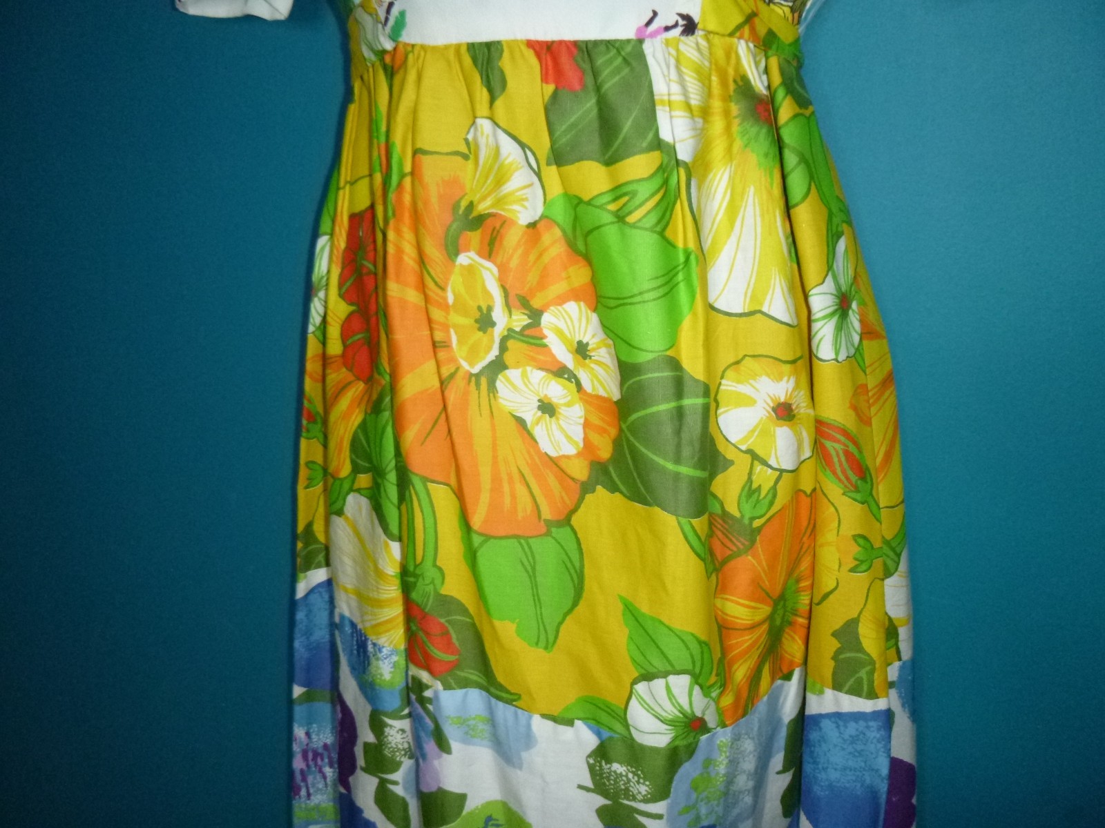 Vtg 60s 70s STUNNING Patchwork Floral Prairie Style Maxi Dress Sz S/M