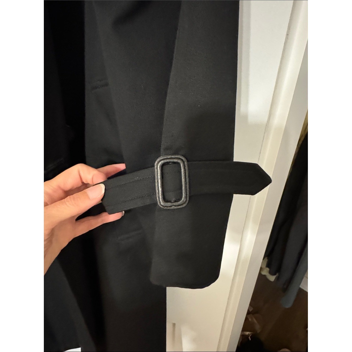 Vintage Black Double Breasted Belted Trench Coat Women&rsquo;s Classic Long Coat