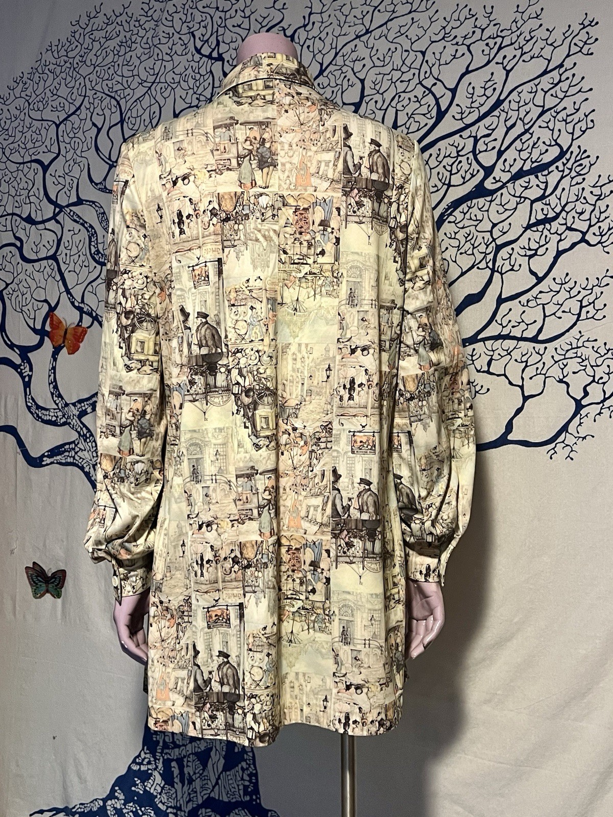 Vintage 70s Retro Designer Johnathan Logan City Scene Shirt Dress