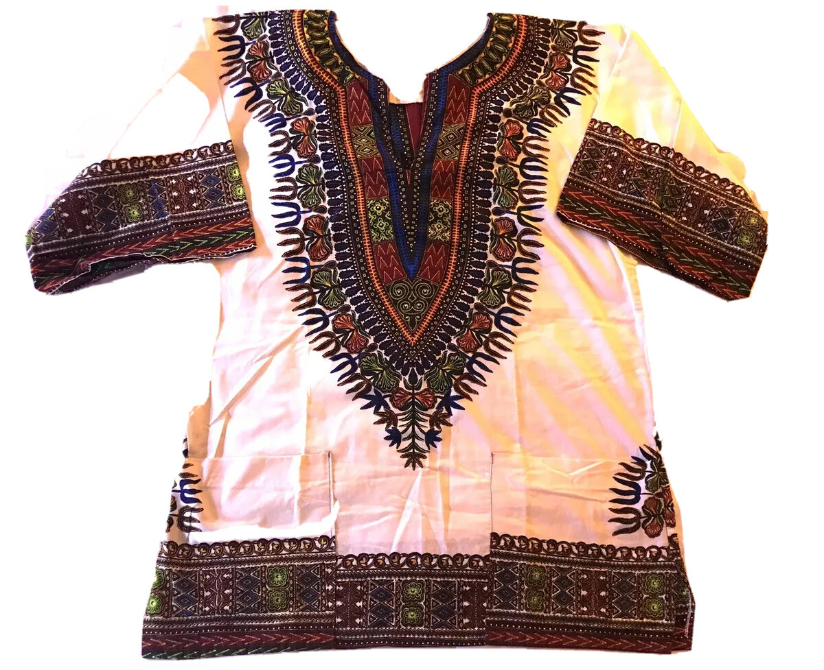 VTG BOHO HIPPIE Retro TUNIC TOP Modesto Jamaica Sz Medium Pockets