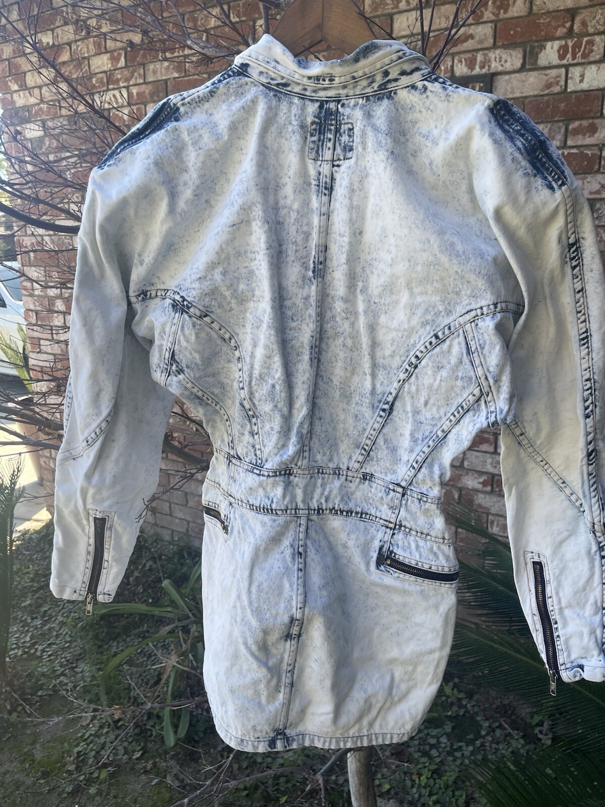 Vintage United States Chemin De Fer Acid Wash Zipper Dress.Small Rip On Sleeve.