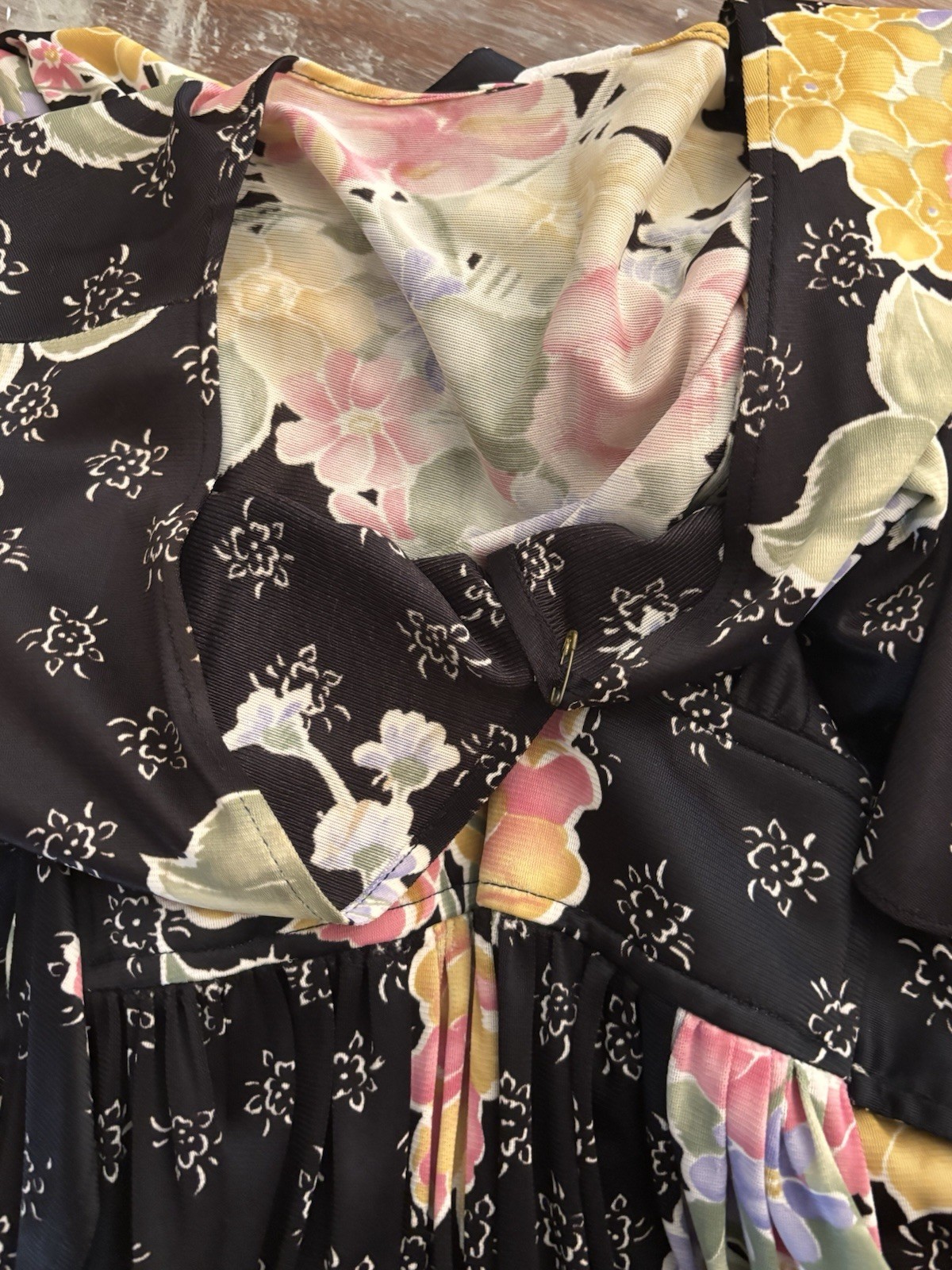 VTG Union Made 70s Boho Floral Flutter Sleeve Cottagecore Maxi Dress Size 13