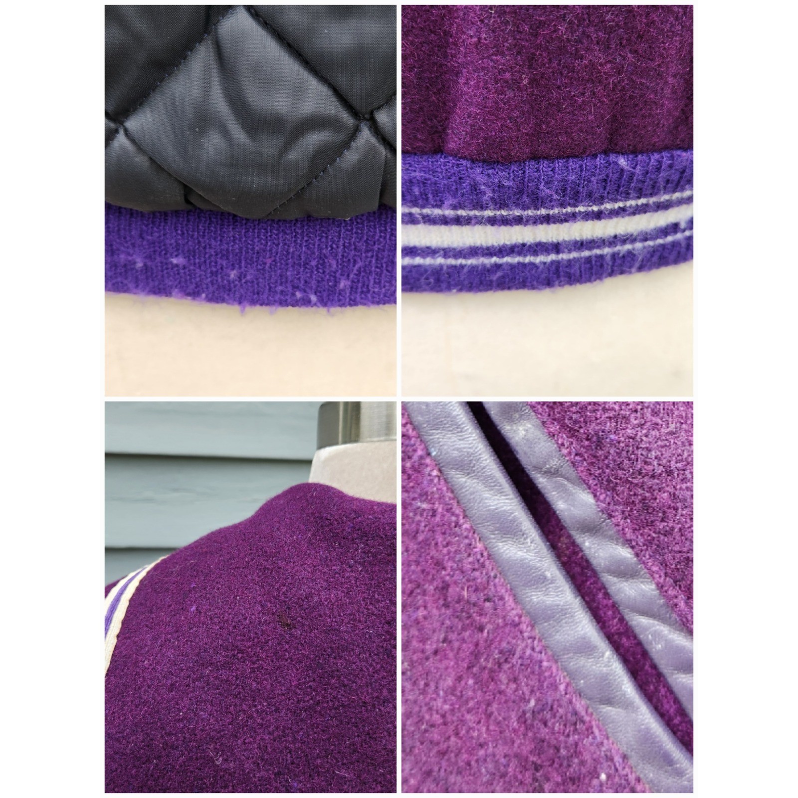Trophy Jackets Varsity Letterman Purple Wool Sailor Hood Larks Cindy 88 Large