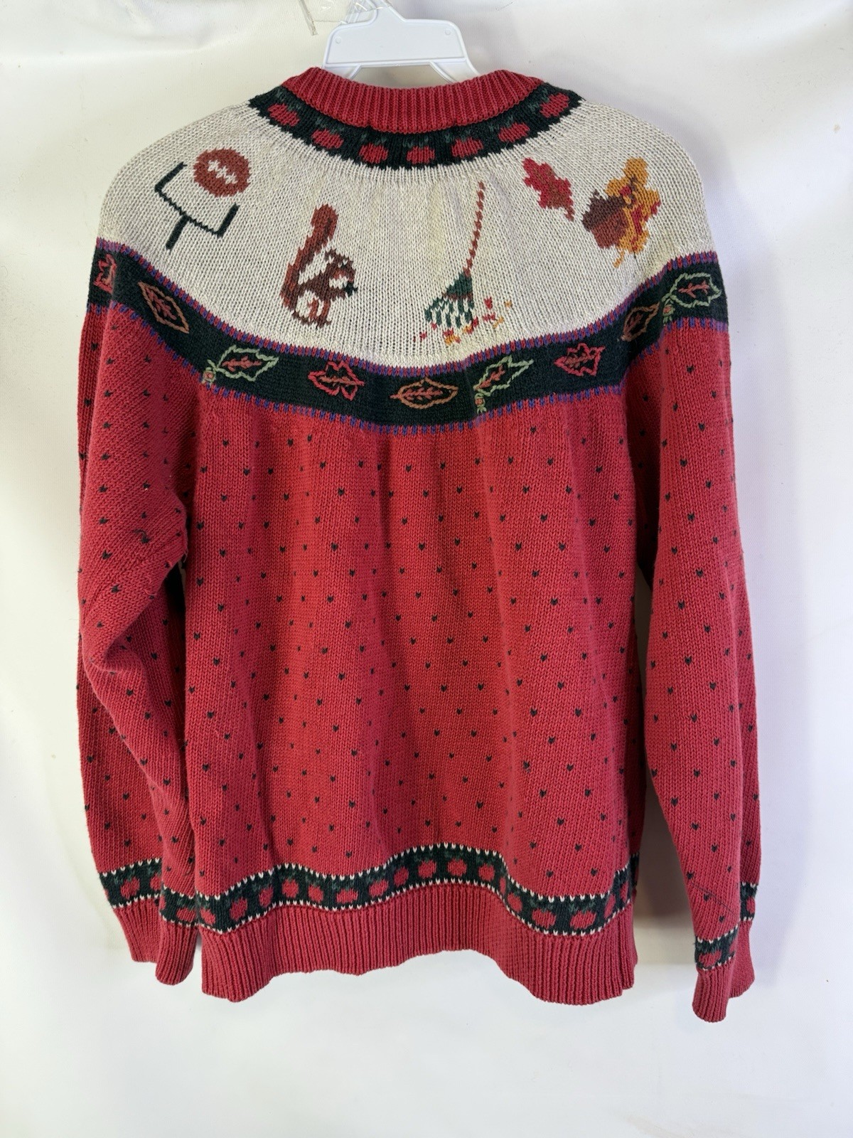 Vintage 90s Woolrich Womens Medium School Teacher Apple Knit Cardigan Sweater