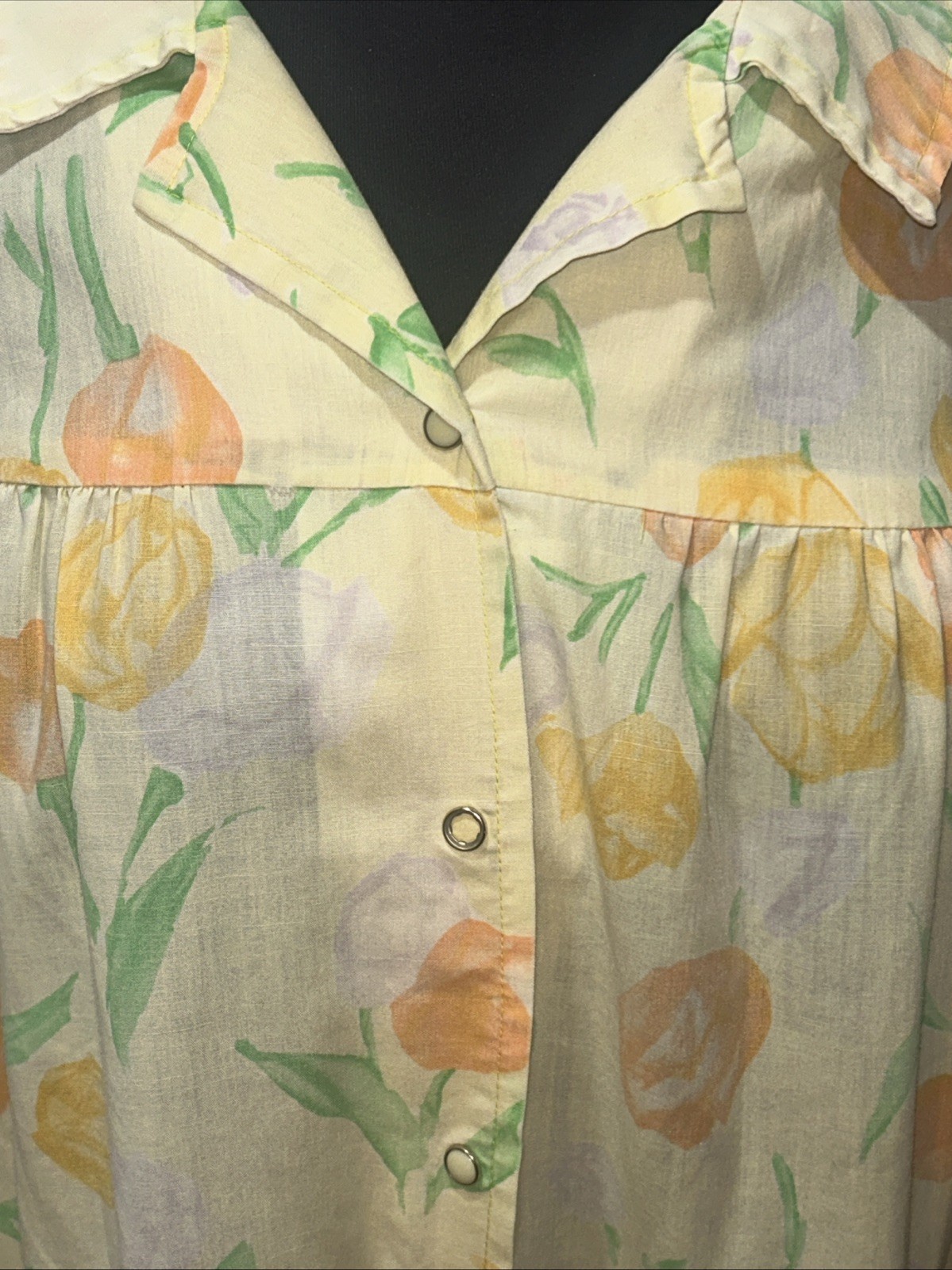 Vintage Cotton Snap From Yellow House Coat Housecoat GUC