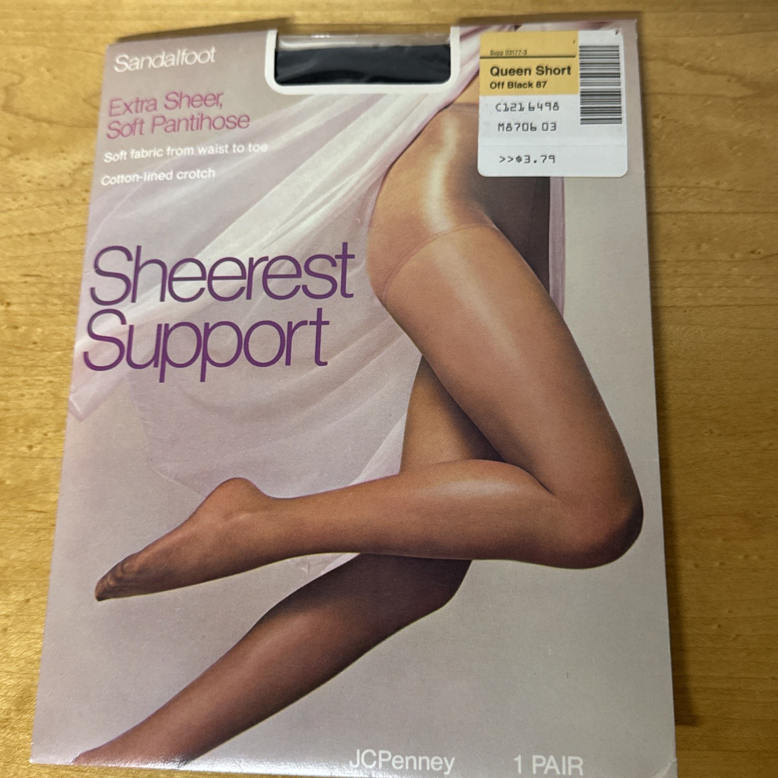 JC PENNEY Sheerest Support Pantyhose Queen Short Navy,Black Velvet,off Black 3pr