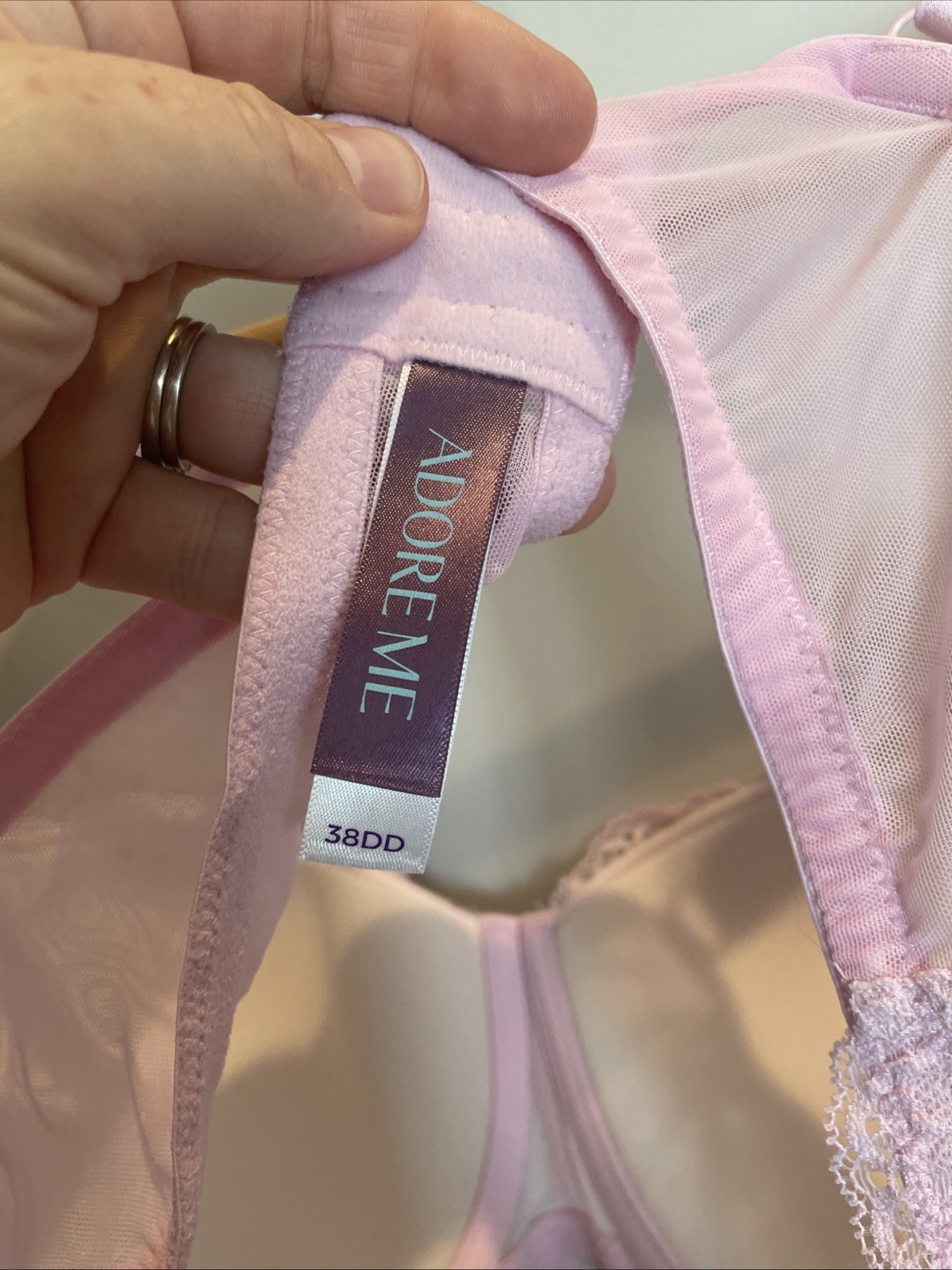 Adore Me Underwire Full Bra size 38DD Pink With Lace – Nice!