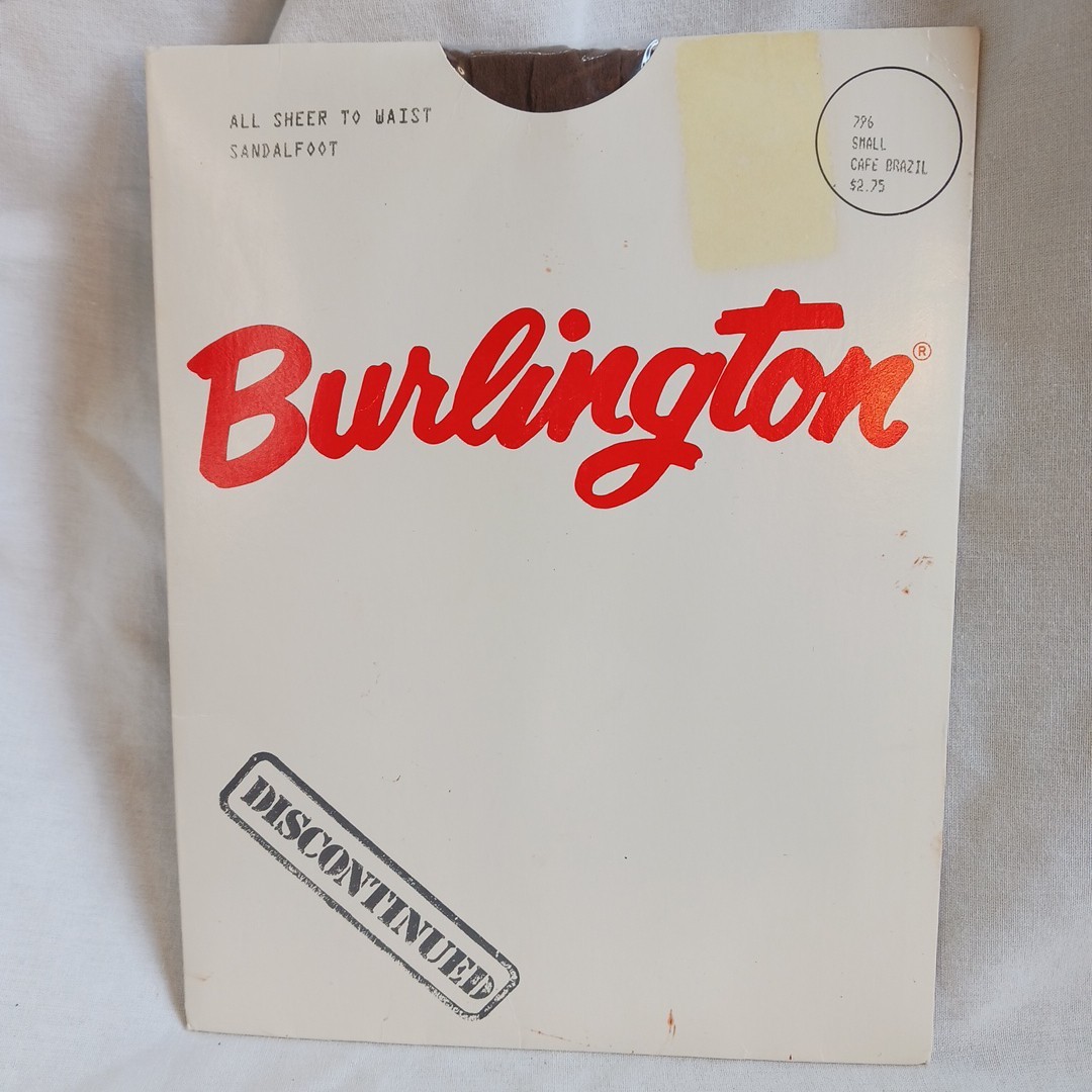 Vintage Burlington Pantyhose Sheer To Waist Sandal Foot Cafe Brazil Small