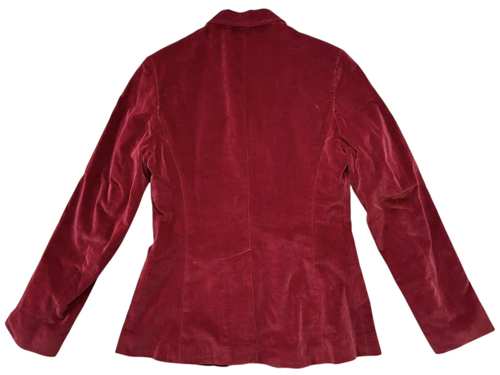 PRESENT Co Velour Blazer 2 Button Up Size SMALL 11/12 Red Wine Velvet Jacket*