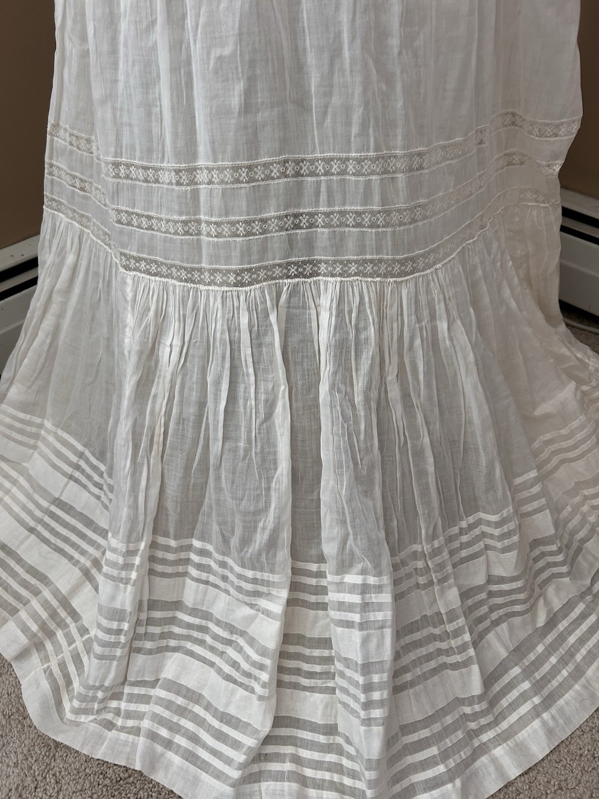 VTG Antique Edwardian 1900’s EMBROIDERED Dress Sz M/L Off White BOHO Wedding