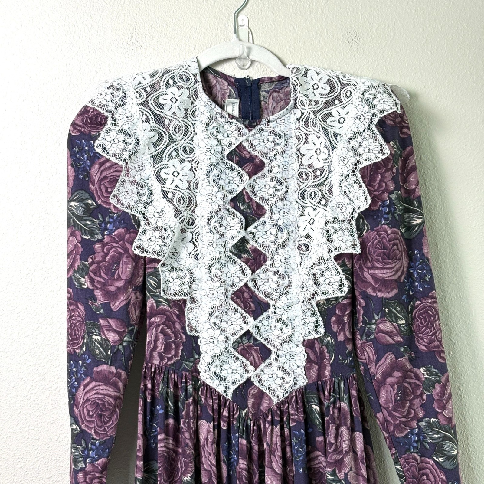 Vintage Jessica McClintock Gunne Sax Dress Size 3 4 Floral Lace Trim Cottage