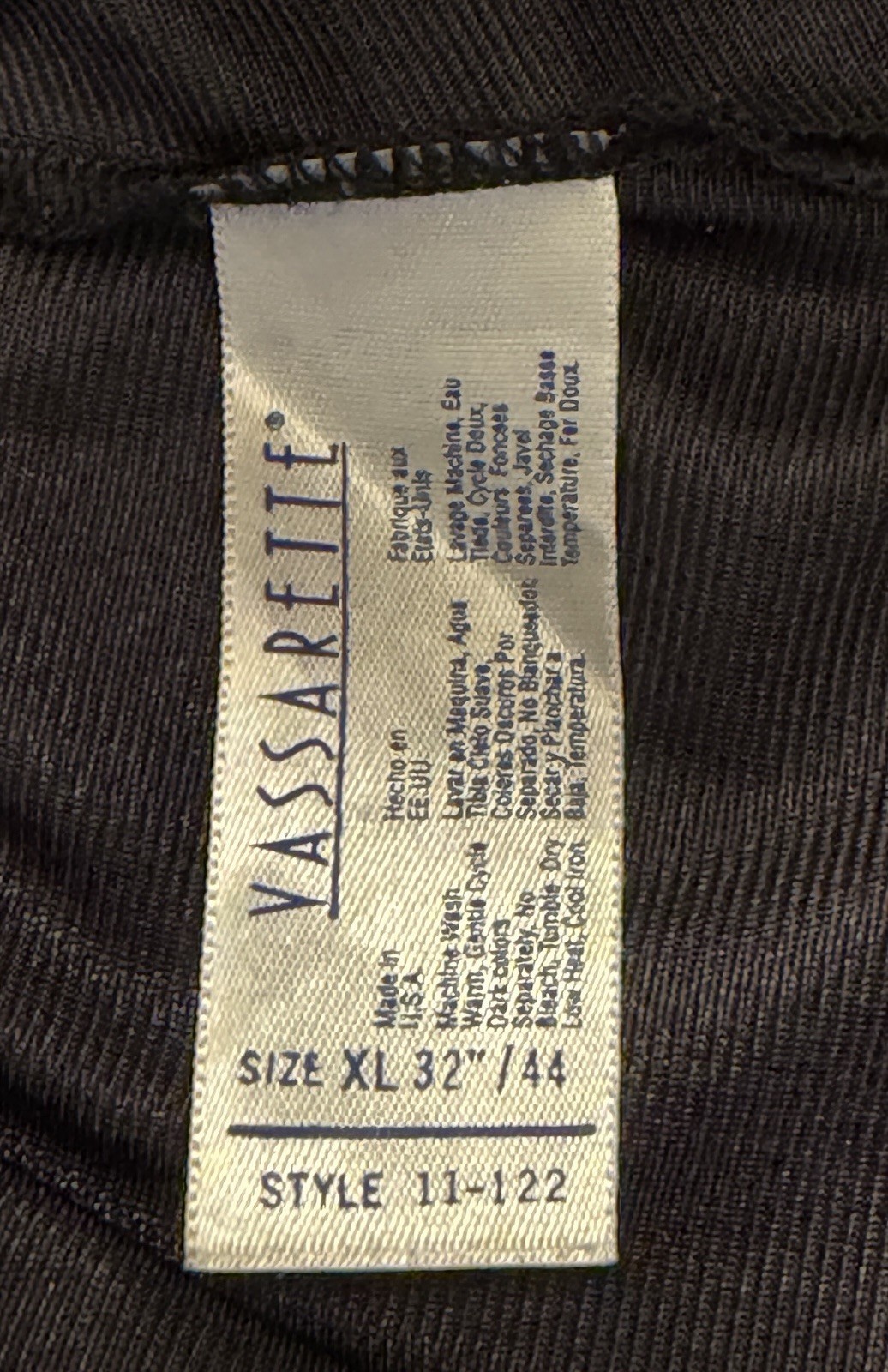 Vintage Vassarette Black Sheer Nylon Half Slip XL USA Style 11-122