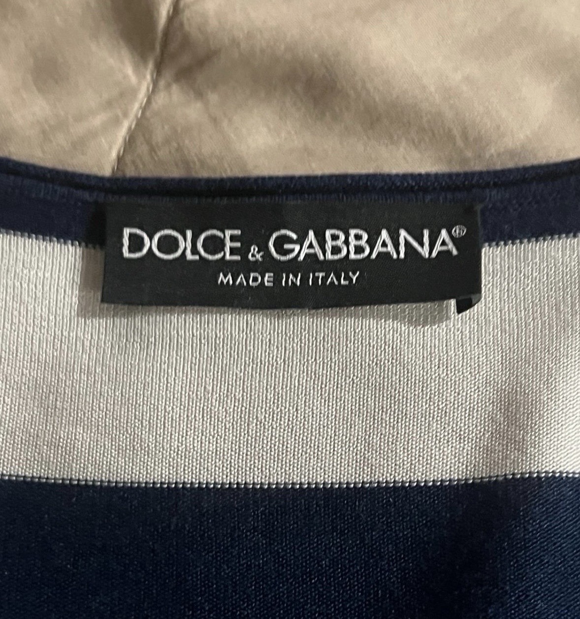 Authentic Dolce & Gabbana 100% Silk Navy Ivory Striped Open Front Cardigan