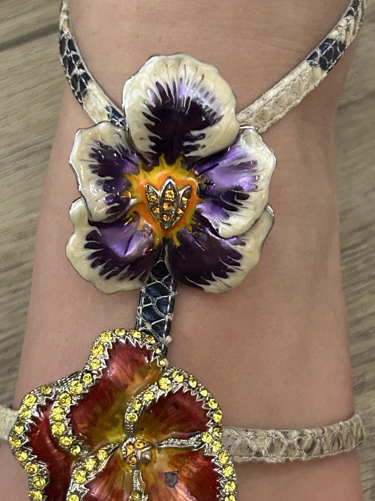 Rare Vintage Roberto Cavalli Flat T-Strap in Pansy Size 6.5