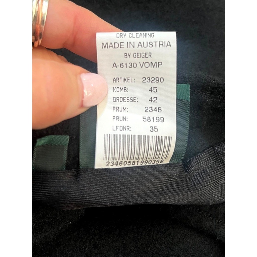$376 GEIGER Boiled Wool Black Pencil Skirt | 42 EU (12 US) | New! Vintage!