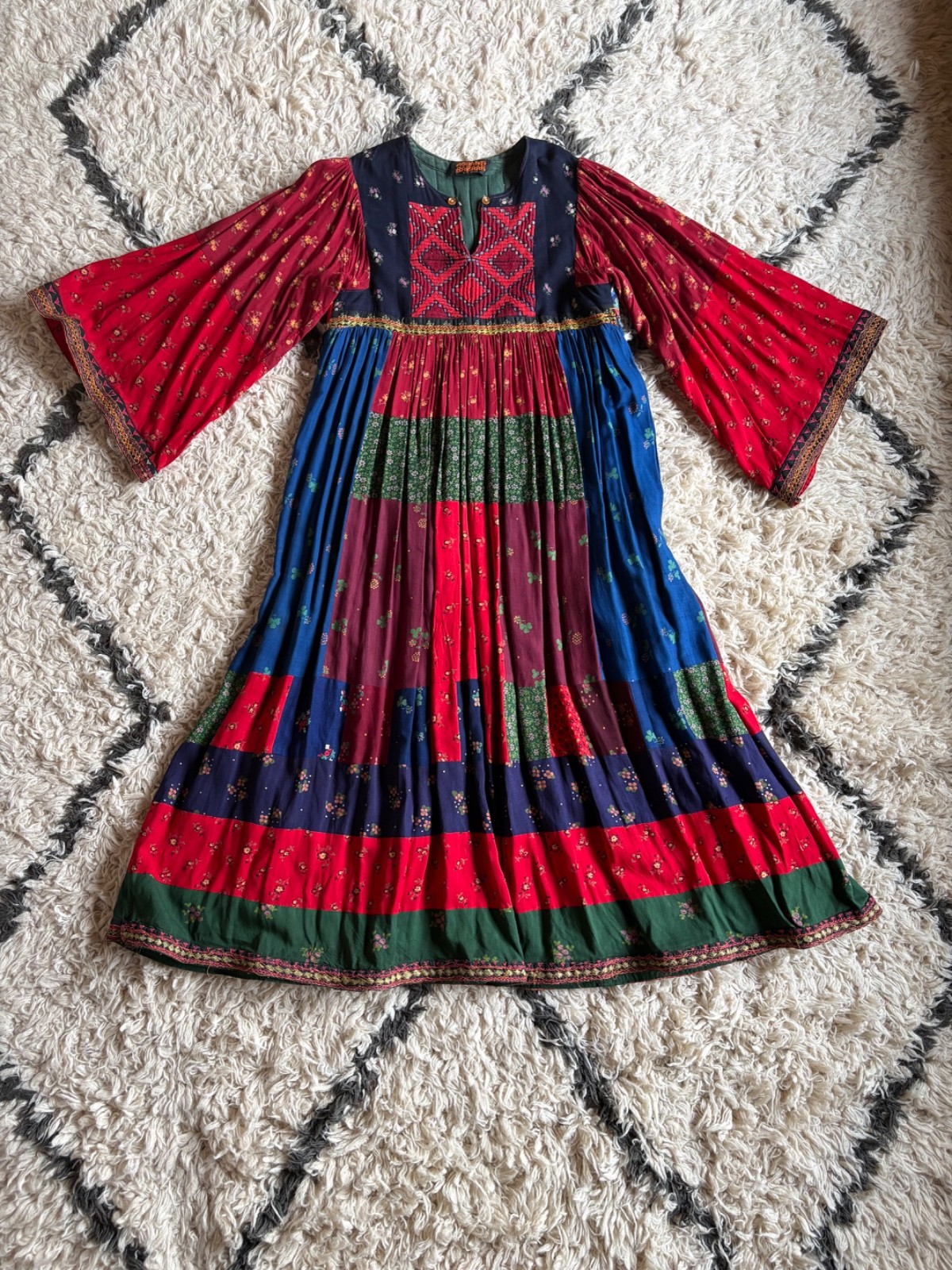 Vintage 1970s Afghani Patchwork Dress, Ashanti Bazaar