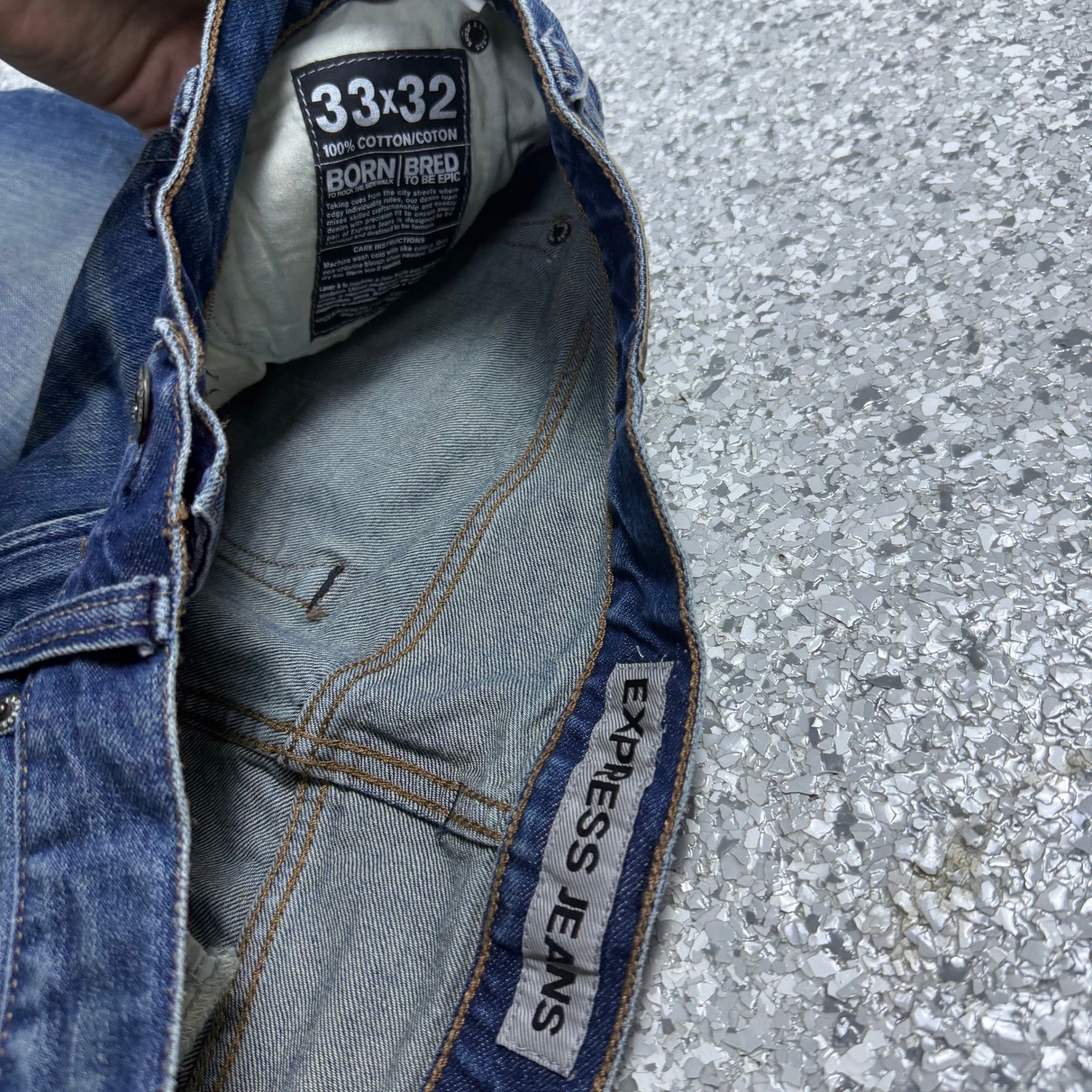Early 2000&rsquo;s Express Boot Cut Jeans Men&rsquo;s 33×32 Blue Faded