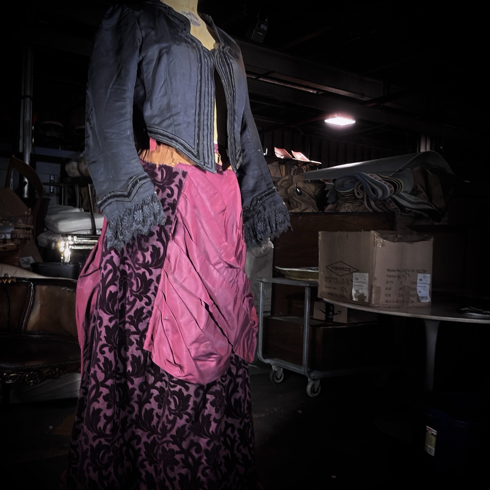 Antique Satin Victorian Mourning Bodice | 1880s Structured Tailored Jacket Goth