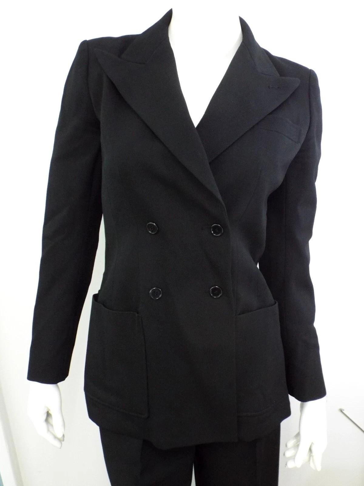 Vintage Yves Saint Laurent Rive Gauche Black Wool Blazer Jacket Women’s Size 40