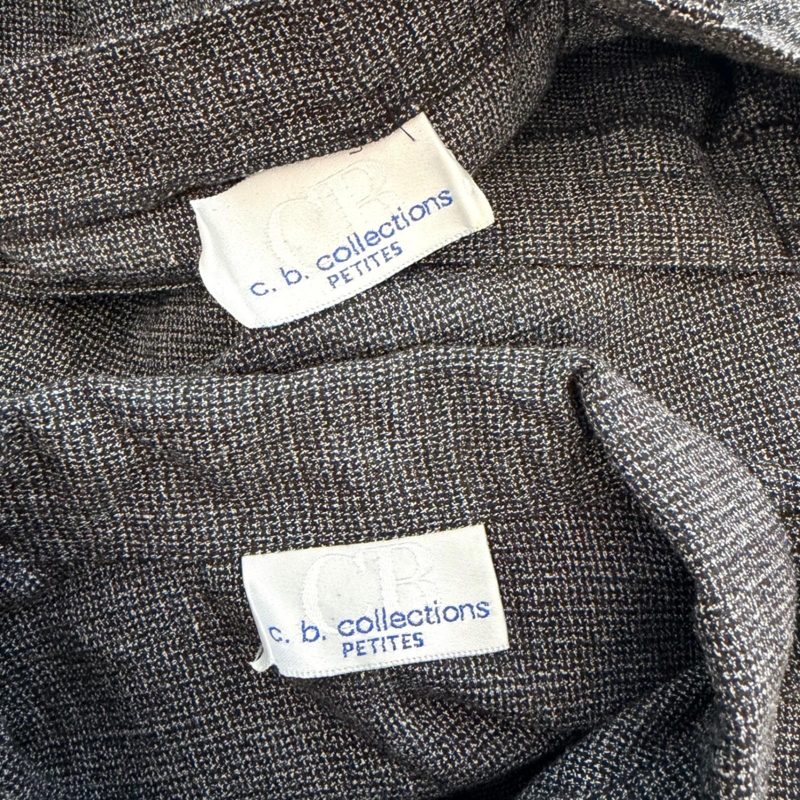 C.B. Collections Petites Vintage 2 Piece Pant Suit Set Gray Textured Size 12/14