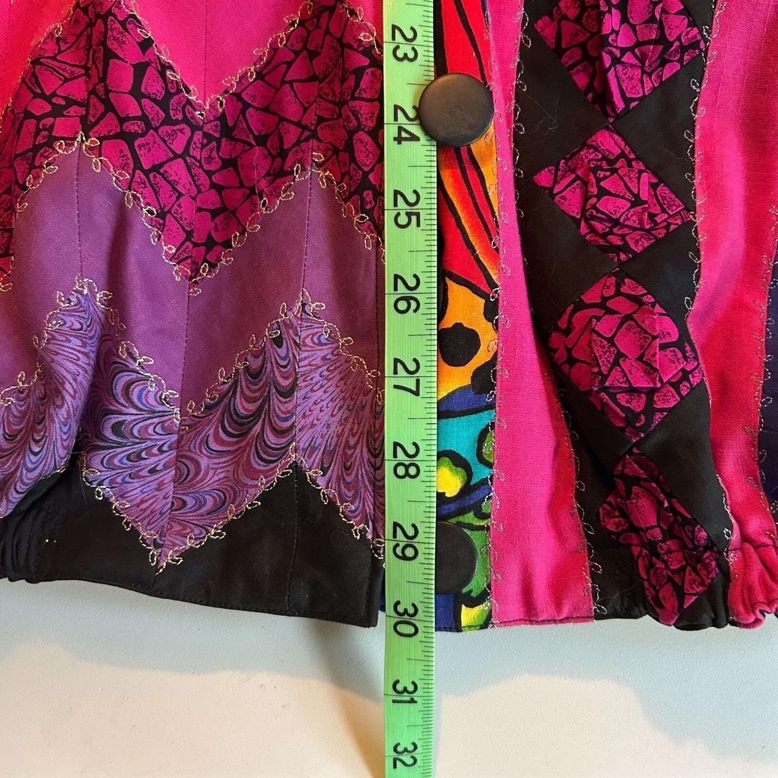Womens Vintage 80s Art to Wear Patchwork Jacket Multicolor Quilted Maximalist