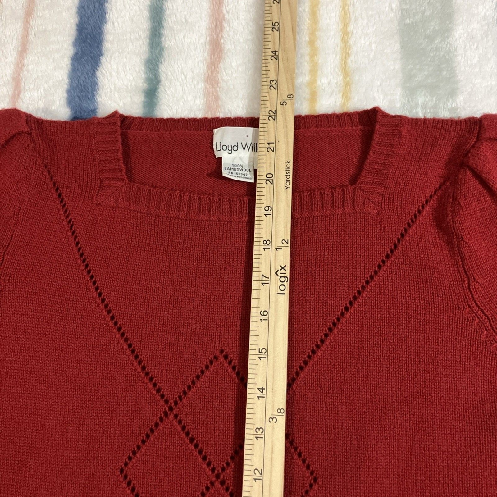 Vtg Lloyd Williams Sweater Womens Small Lambs Wool Argyle Puff Shoulder Vtg 715