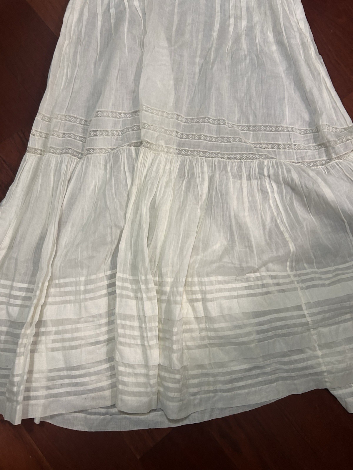 VTG Antique Edwardian 1900’s EMBROIDERED Dress Sz M/L Off White BOHO Wedding