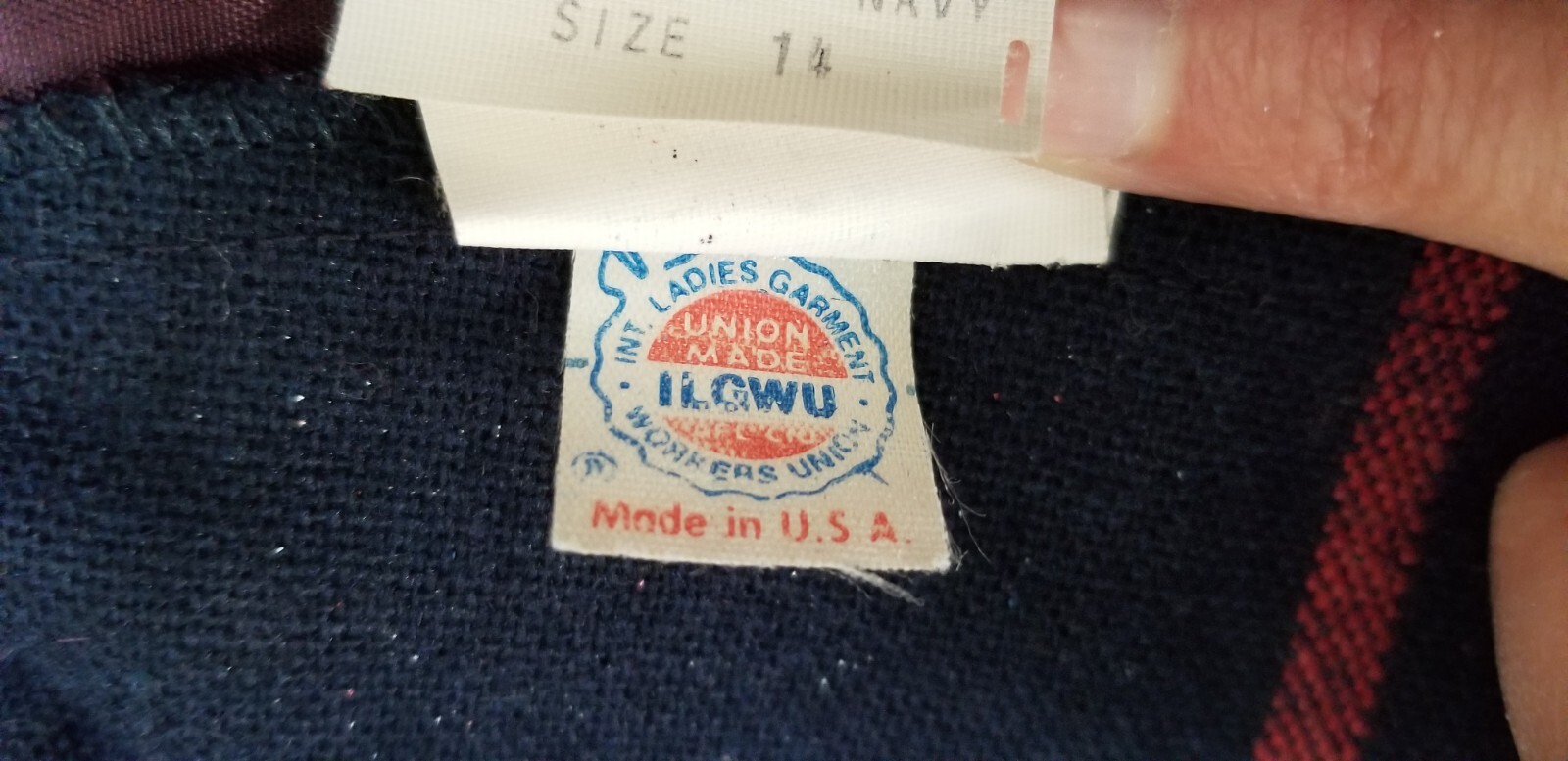 Vintage MOTIVATION Navy Blue Wool Blend Stripe Skirt – Waist 29 in. EUC