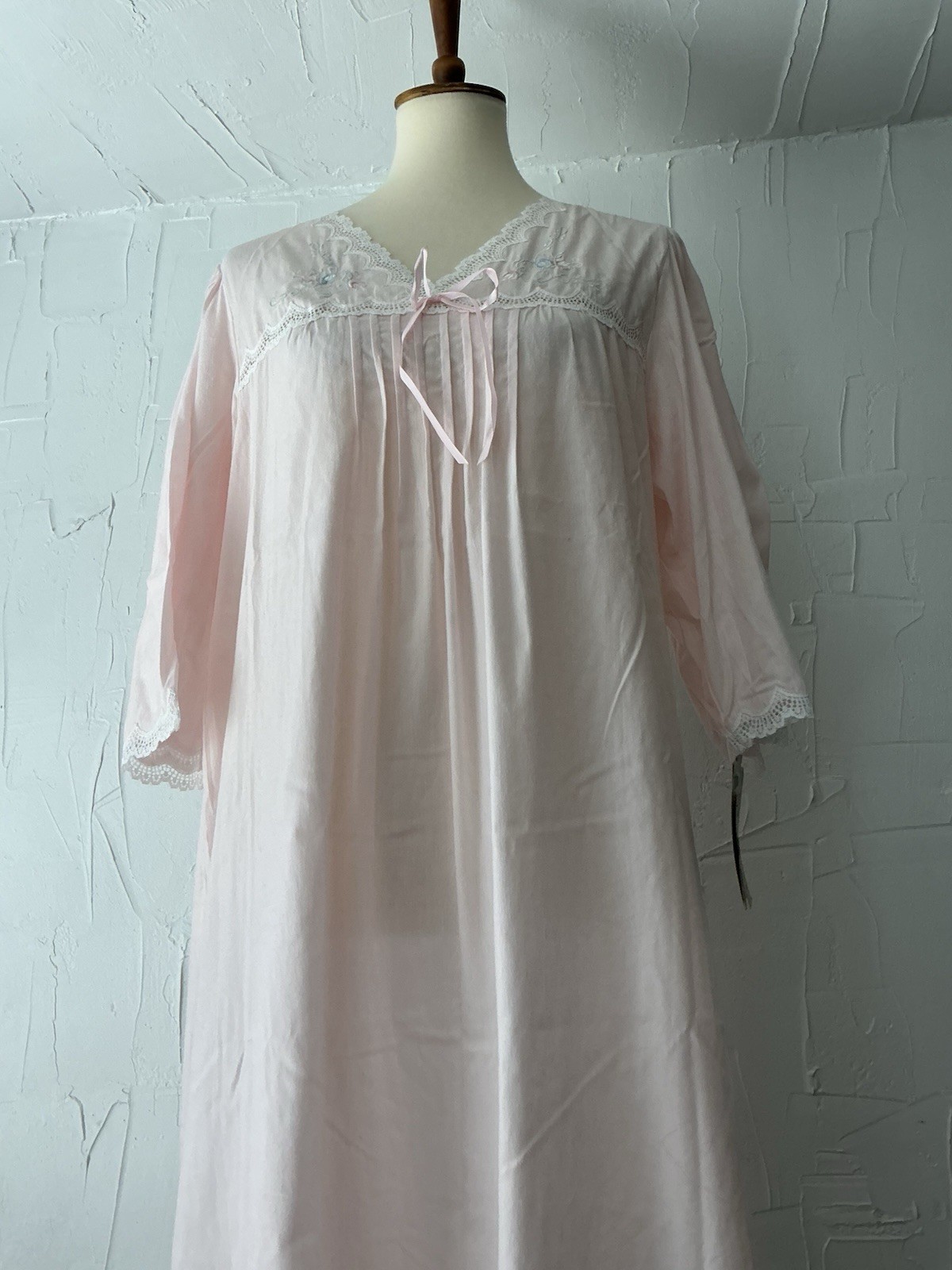 Barbizon Nightgown Medium Pink Authentic Vintage USA Long Lace, Tags Still On