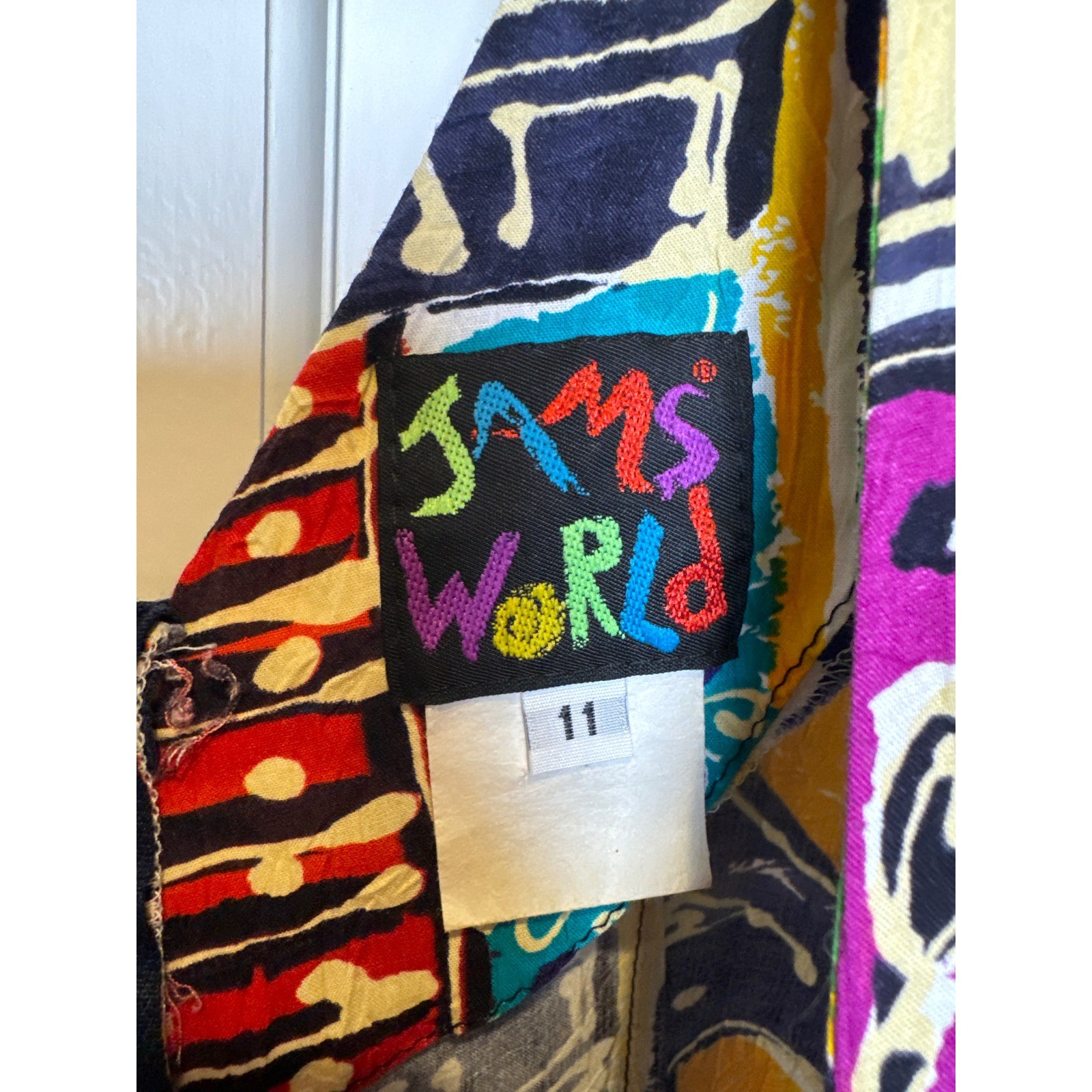 Jams World Vintage 90s Abstract Floral Patchwork Rayon Shift Mini Dress Size 11