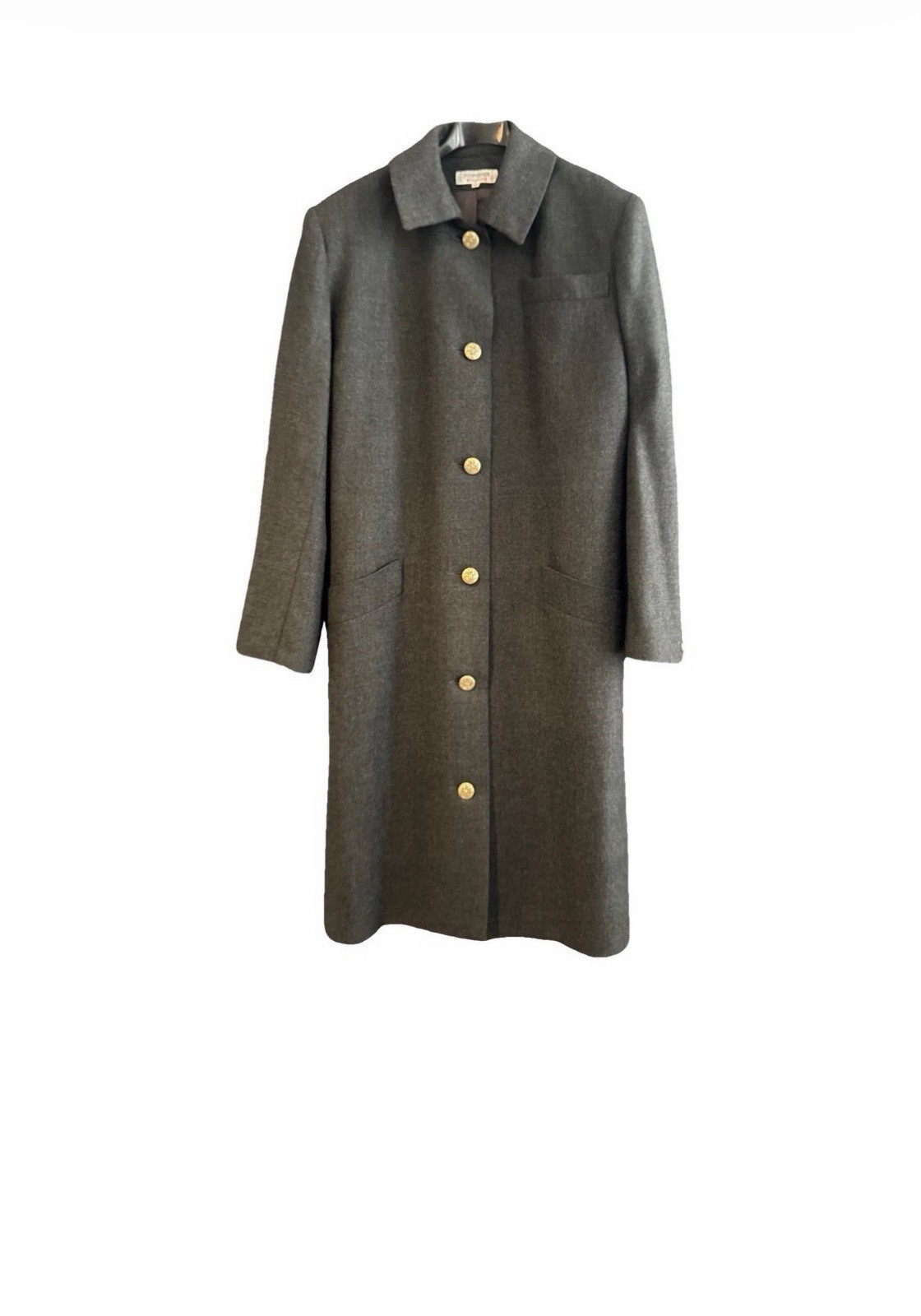 Vintage Yves Saint Laurent Rive Gauche 100% Wool Coat Belted Pleated Back FR 38
