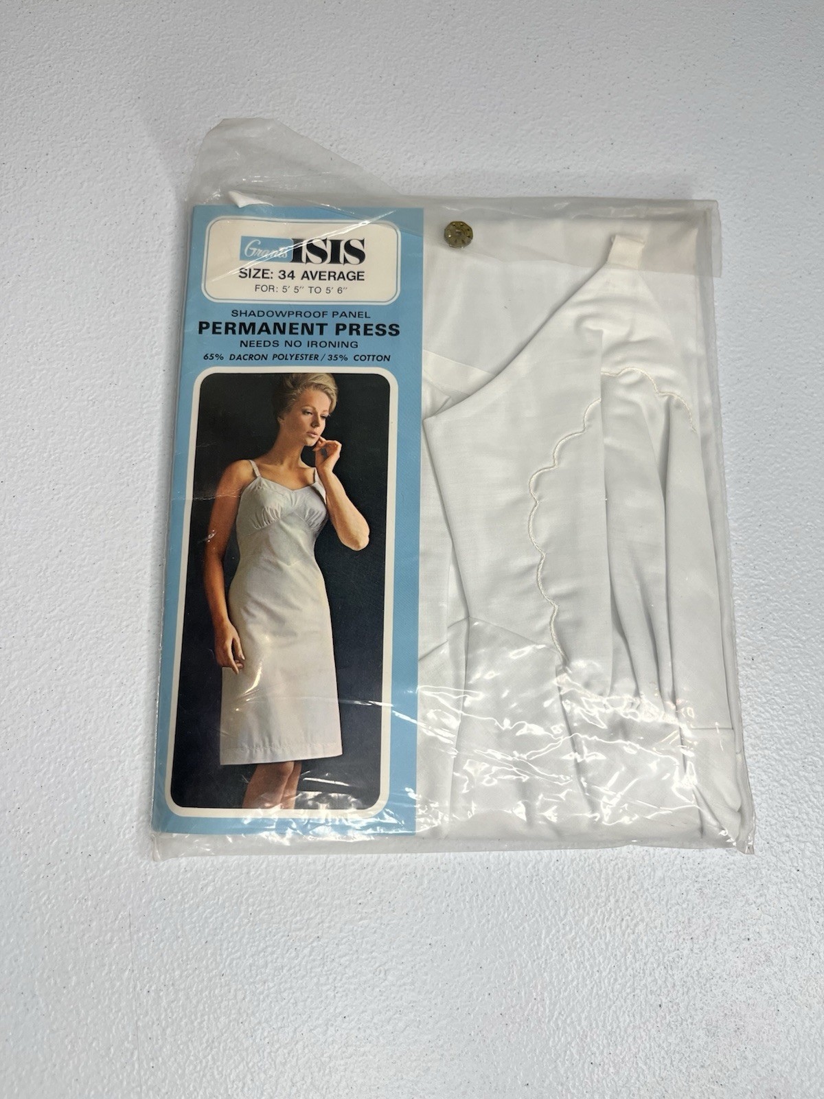 Vtg Grants Isis Slip Gown Size 34 Average Permanent Press White
