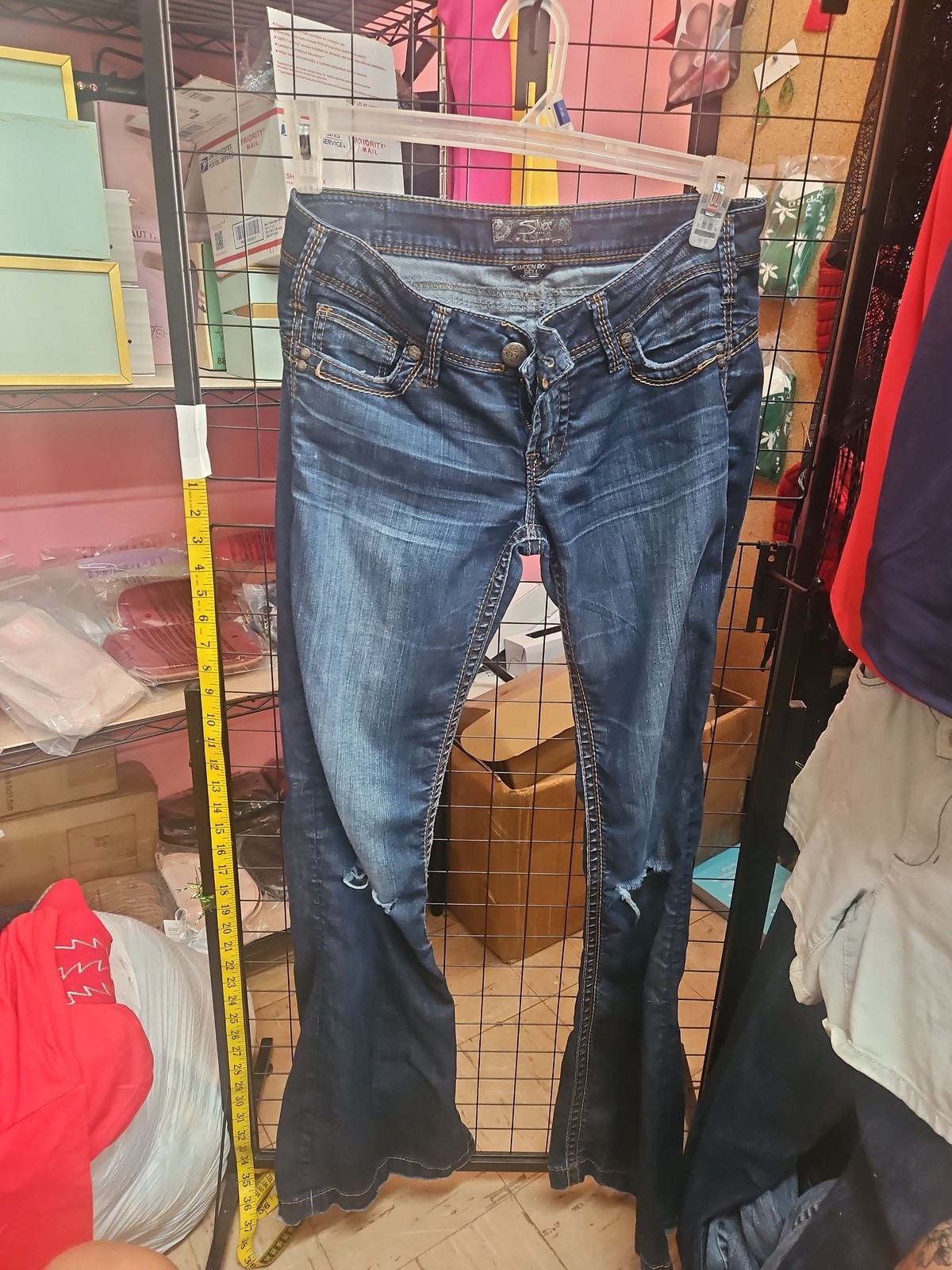 Silver Jeans Suki Mid Bootcut W29 L33 Distressed Blue Denim